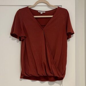 Green Envelope Terracotta Short Sleeve Wrap Top